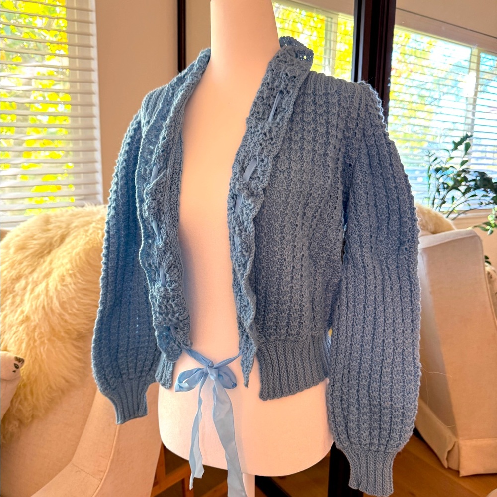 Darling Vintage Hand Knit Sweater Cardigan Jewelry